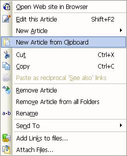 Knowledge Tree Article context menu