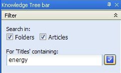 Knowledge Tree Filter Panel