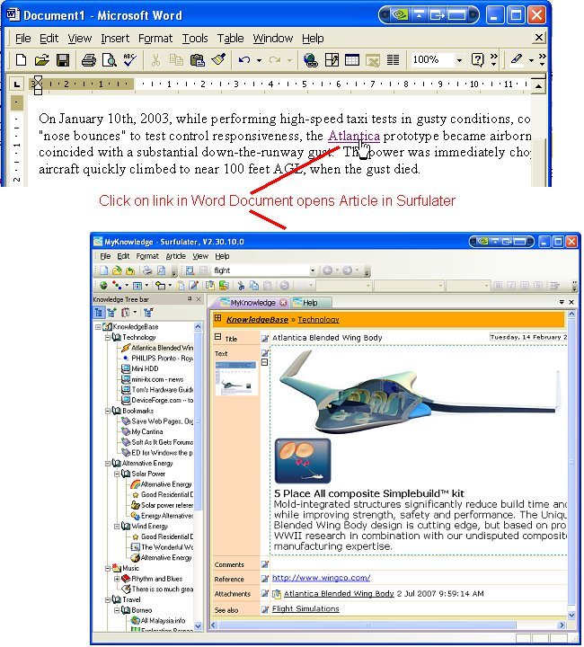 Link from Word Document to Surfulater Article