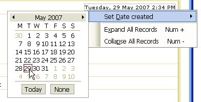 Set Date Created menu and Date Picker