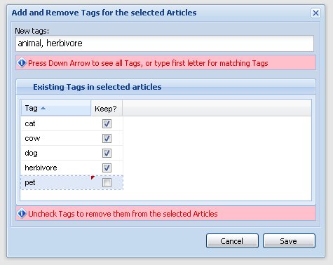 Add and Remove Tags Dialog