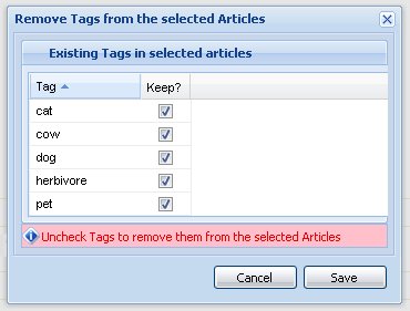 Tags Remove Dialog