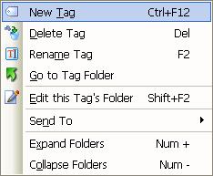 Tags Tree context menu