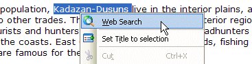 Web Search context menu item